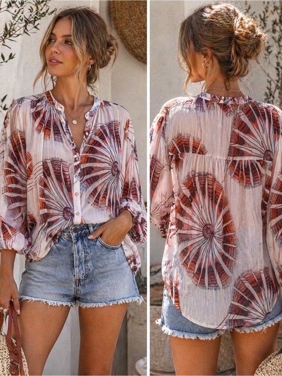 Pilcro Tops - Pilcro Anthropologie Boho Sheer Blouse XS Abstract Print Lightweight Summer Top